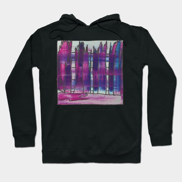 Liminal Space II Magenta and Violet Abstraction Hoodie by BlackArtichoke